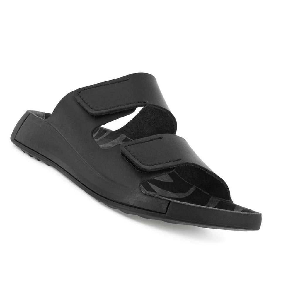 Men's Ecco 2nd Cozmo Two Band Sandals Black | USA 585MQZ